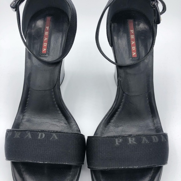 Prada wedge sandals- Blk patent size 38 - Picture 3 of 6